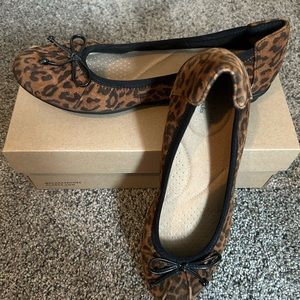 Clarks animal print flats